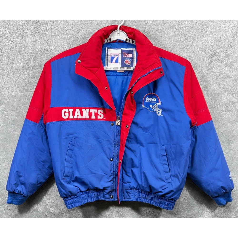 New York Giants Logo 7 Jacket Mens XL Blue Full Zip Coat Football NFL Vintage